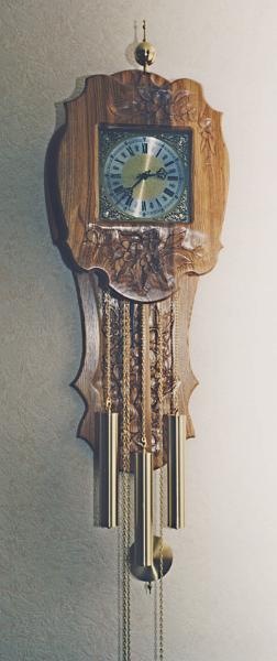Wall Clock.jpg - "Hanging Wall Clock" - by Colin Etherington Elm - 45" by 19"